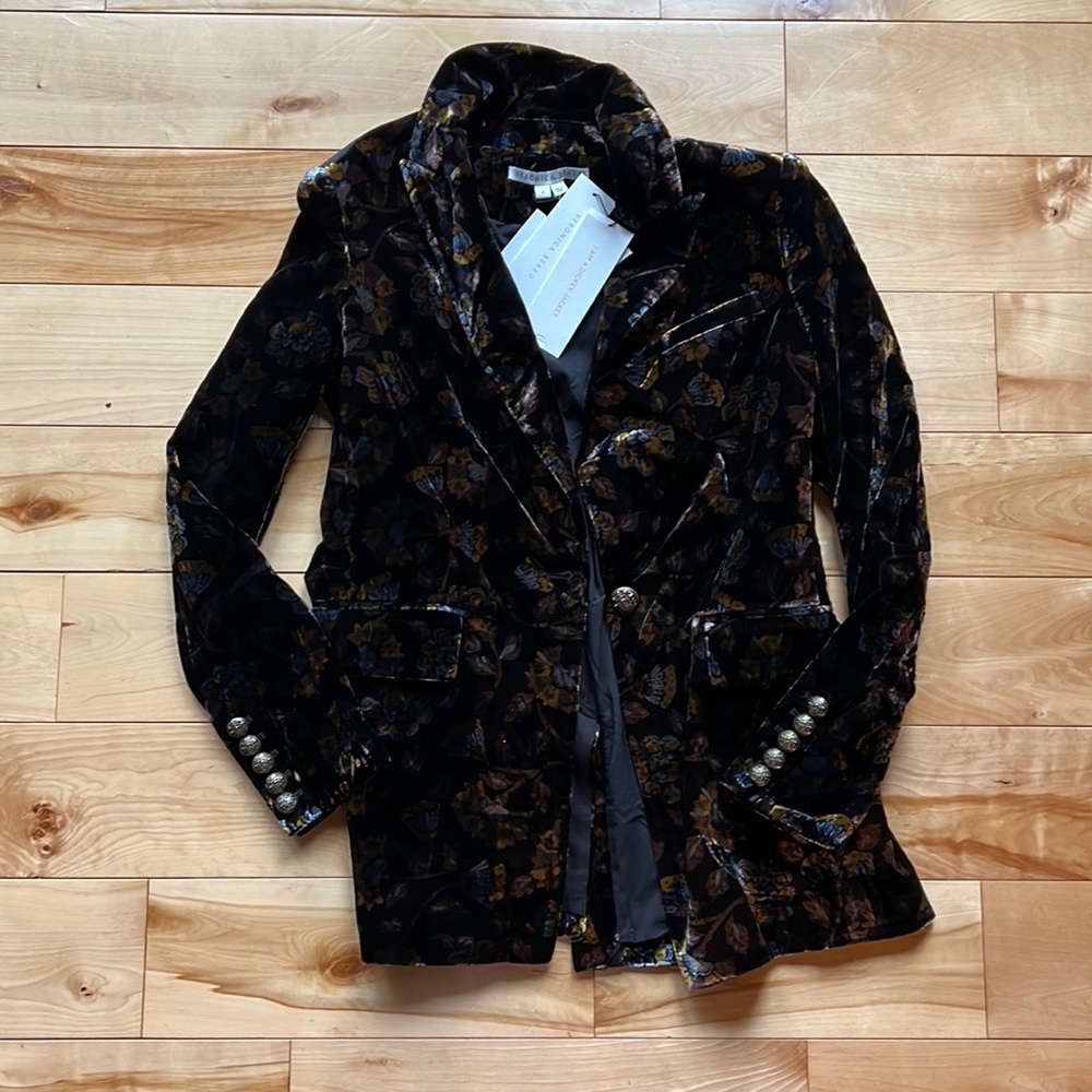 Veronica Beard Long & Lean Floral Velvet Dickey Jacket